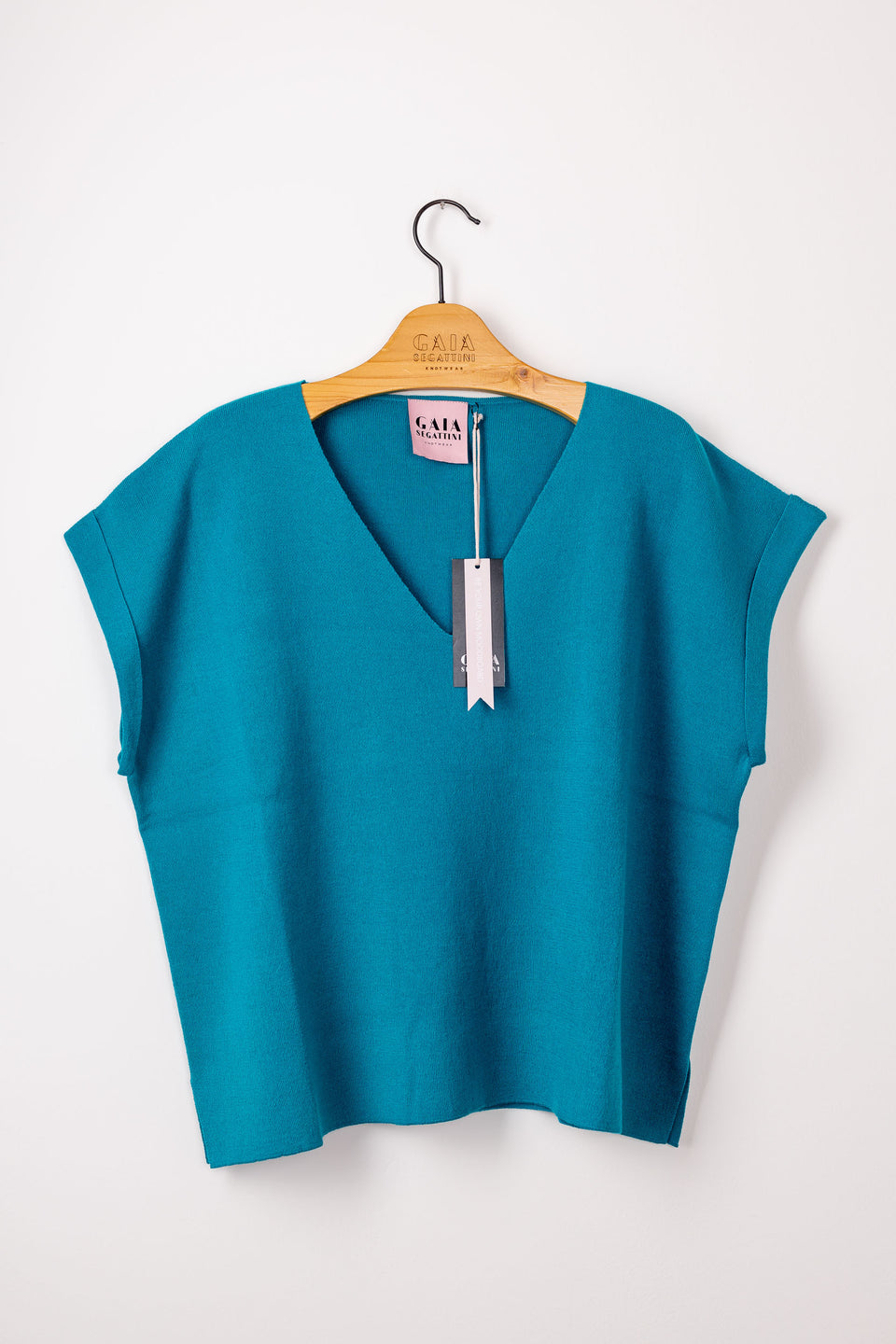 peace knit tshirt - turquoise 