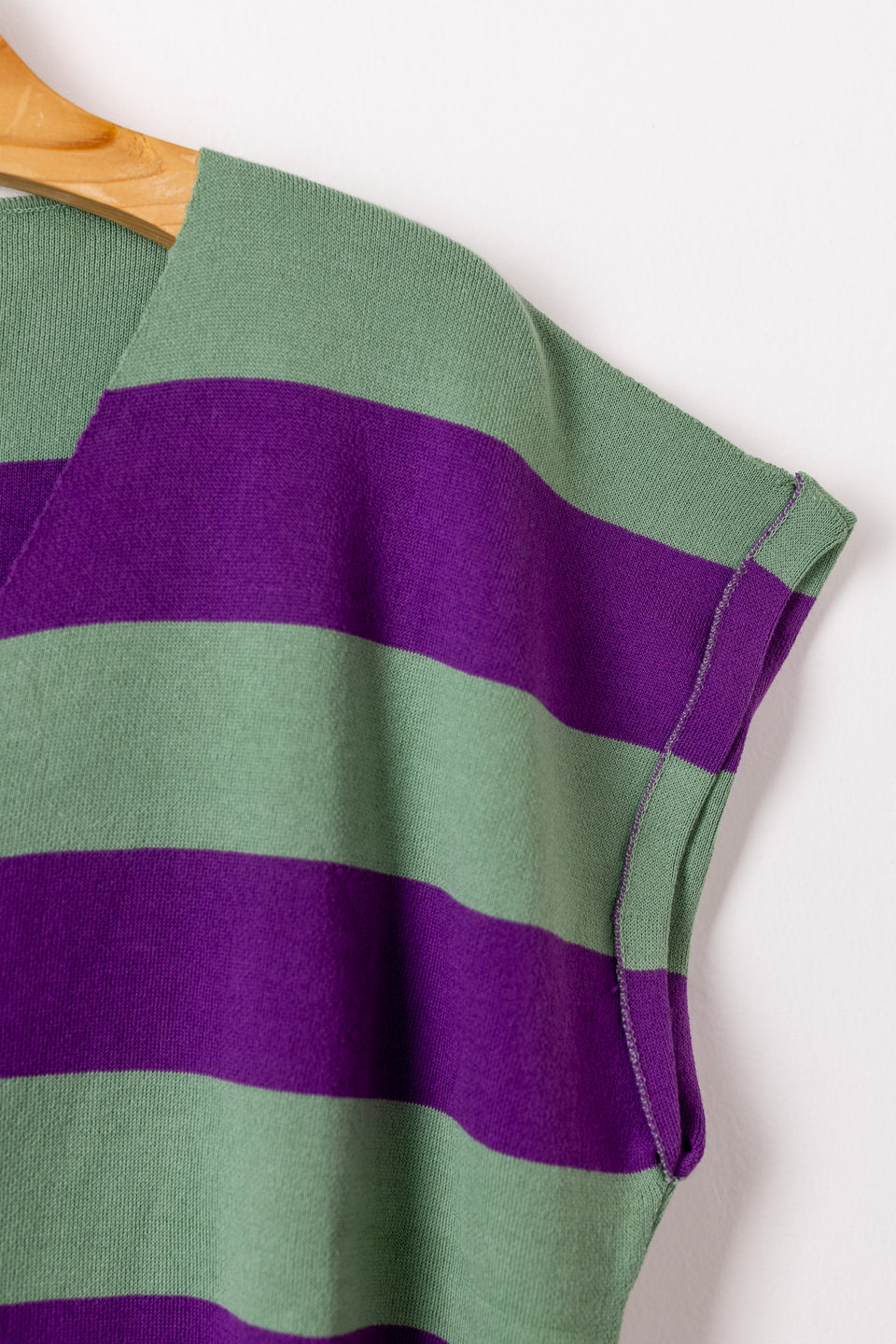 peace knit tshirt - striped water and purple 