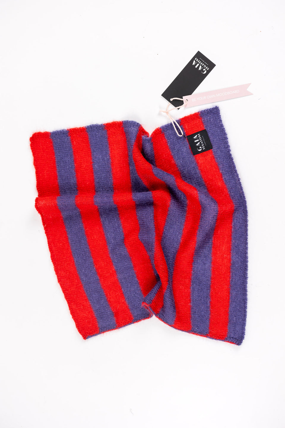 Pet Forever - Mini mohair scarf -  Denim blue Cherry red