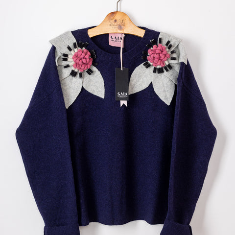 Bloom - navy fiore grigio chiaro, b/n e pink