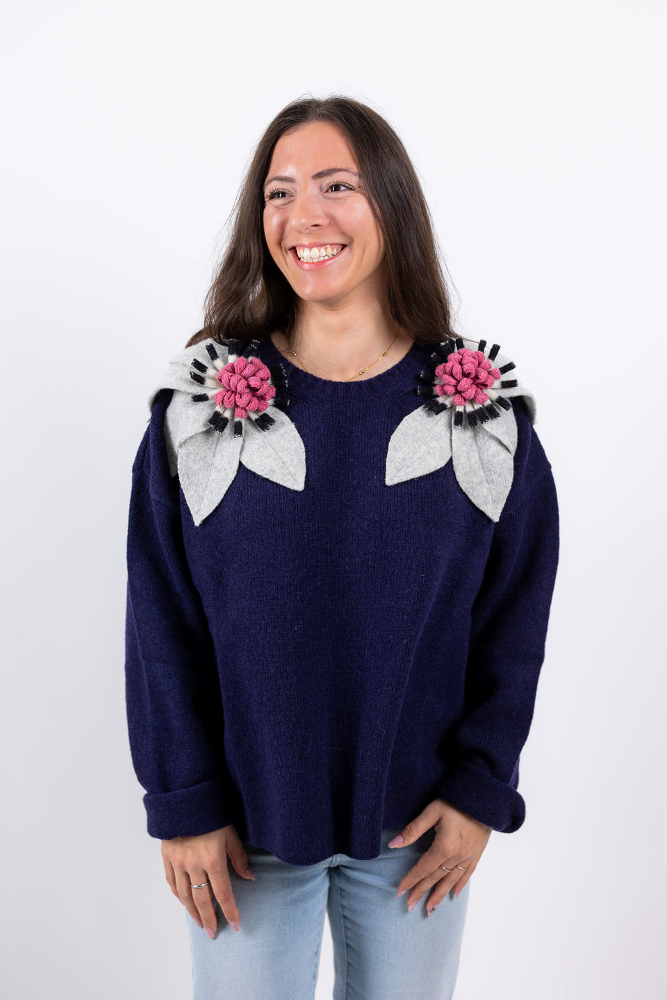 Bloom - navy fiore grigio chiaro, b/n e pink