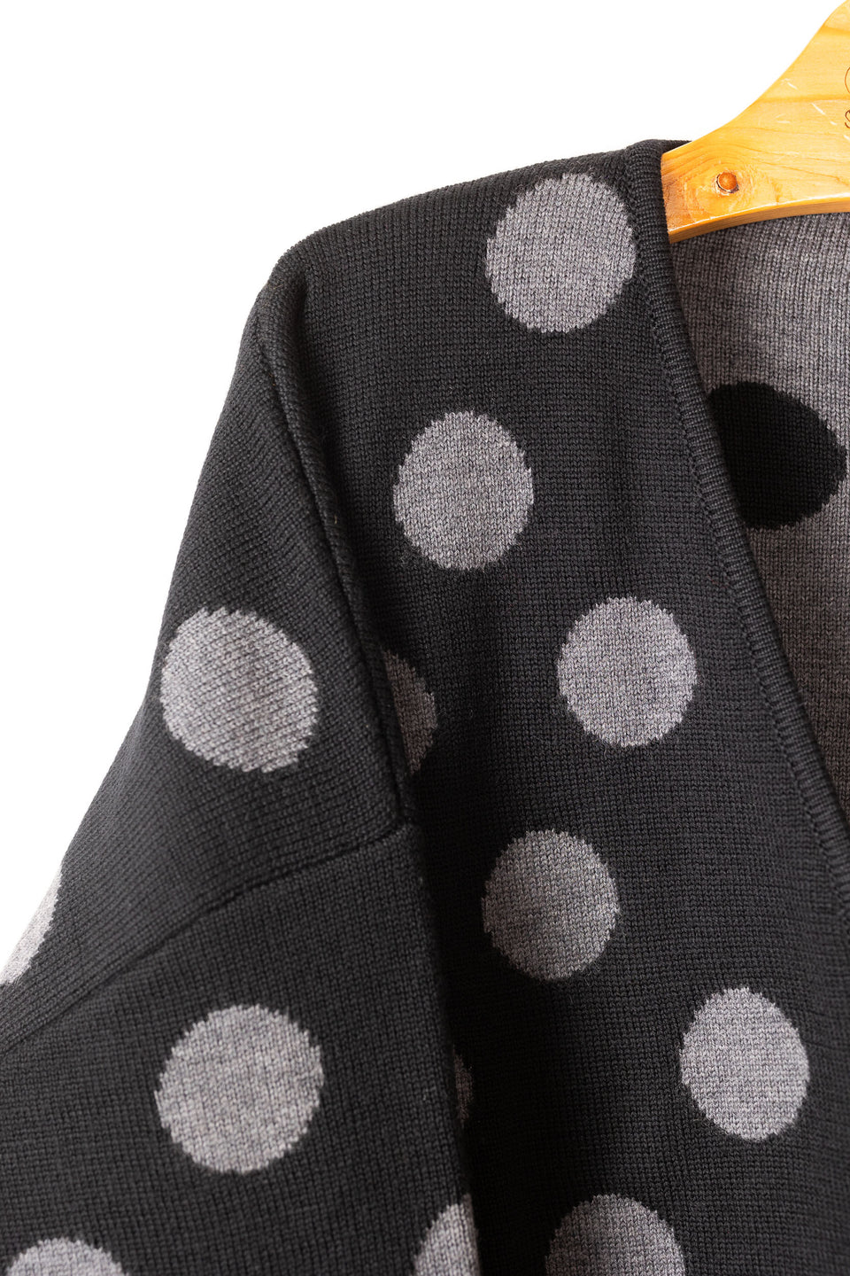 bubble cardi - black with medium gray polkadots