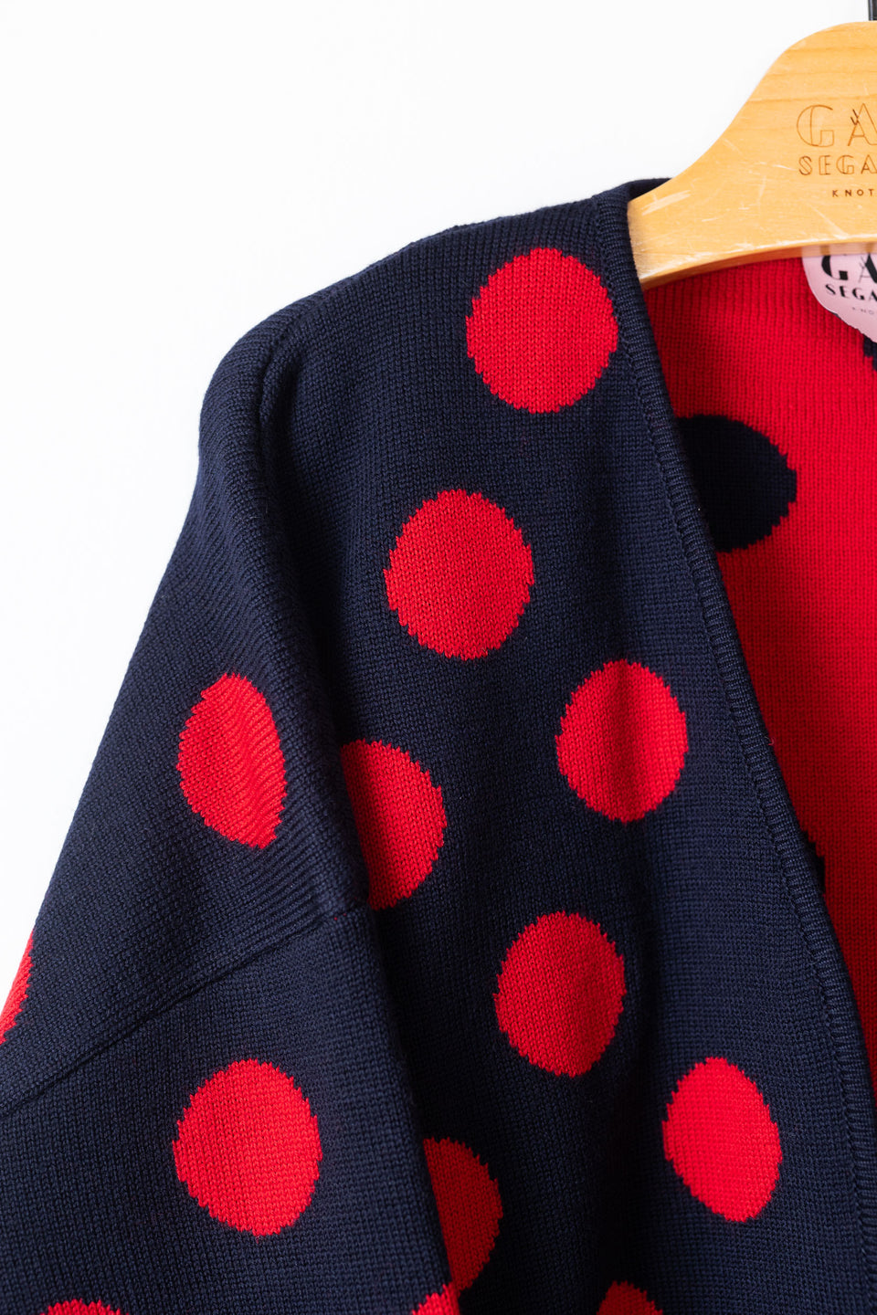 bubble cardi - navy with red polkadots 