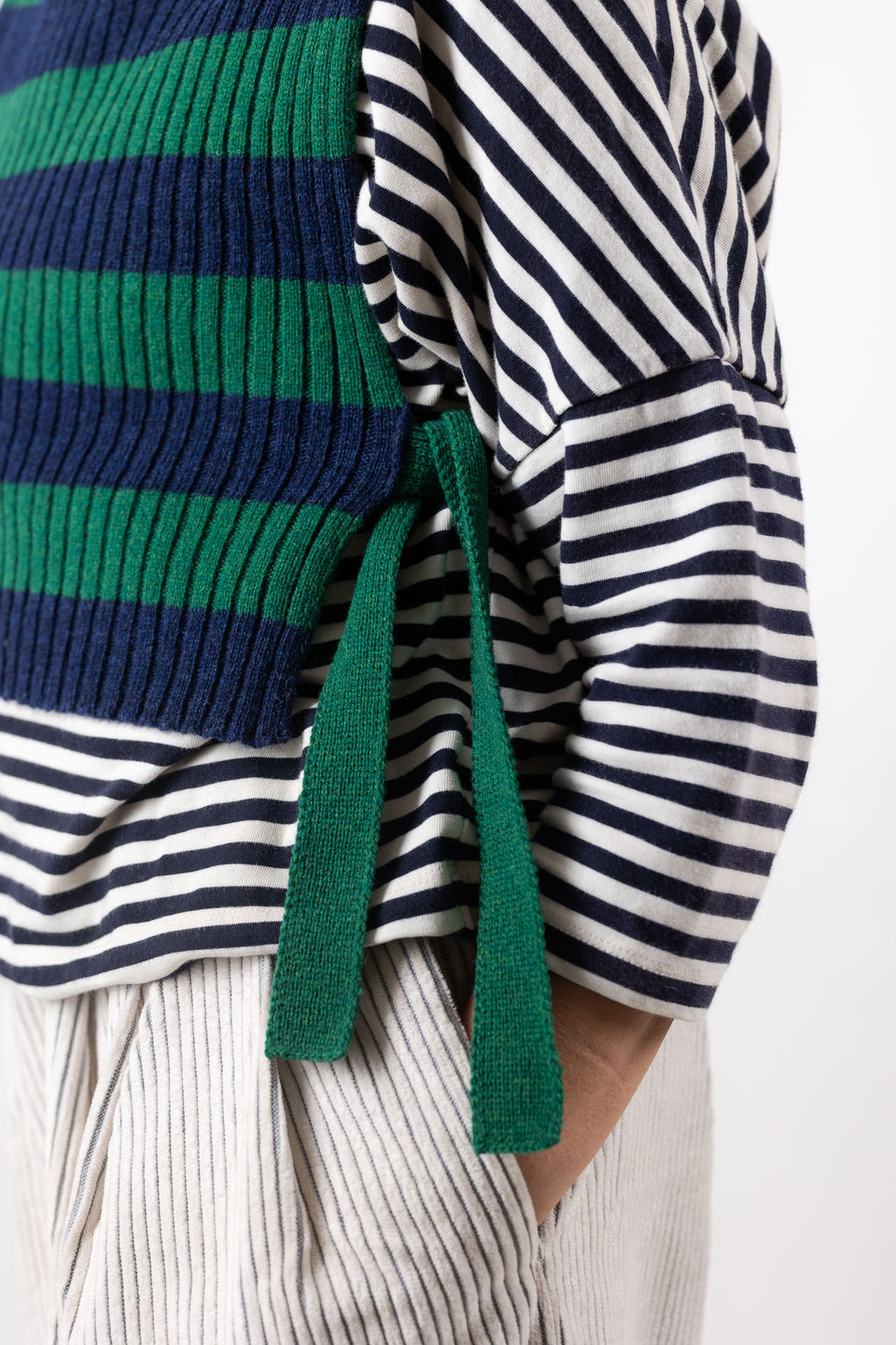 little friend - striped forest denim