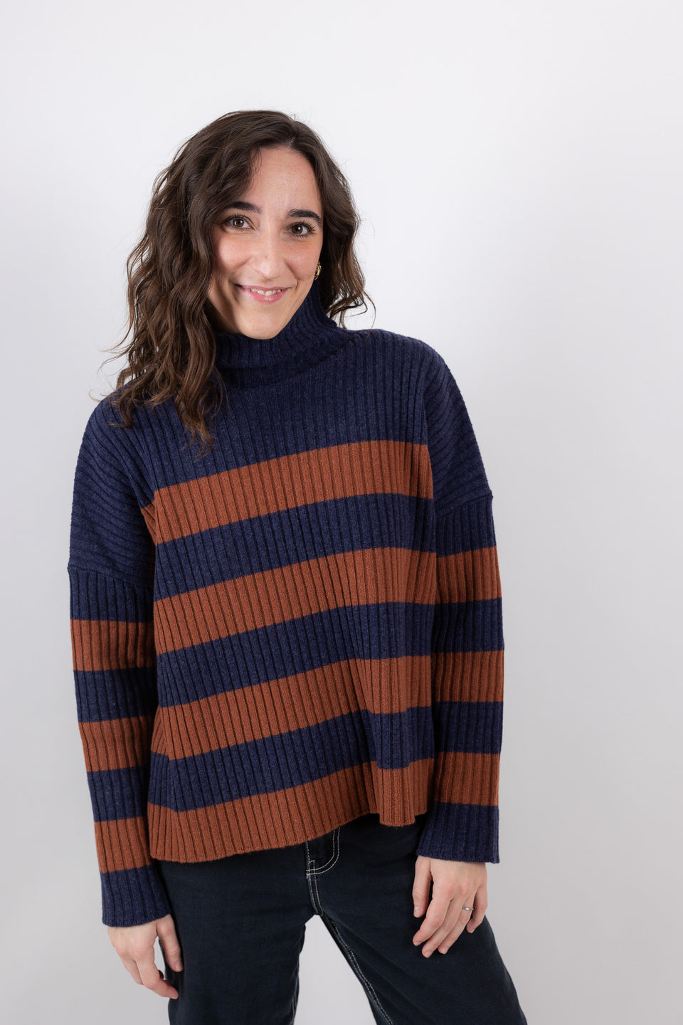 friend - striped denim caramel 