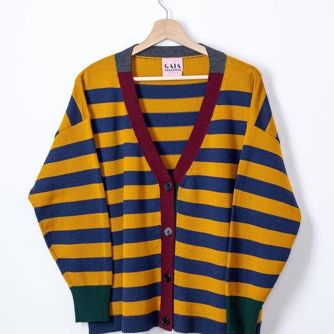 Huggy Cardigan - Blu e Senape
