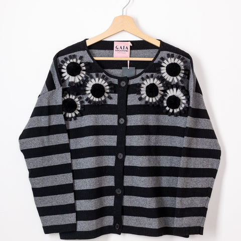 Daily cardigan special - nero riga grigio