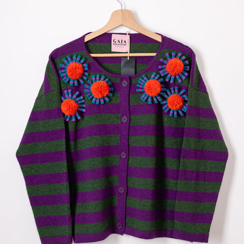 Daily cardigan special - melanzana riga verde