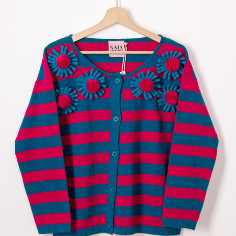 Daily cardigan special - ottanio riga fucsia