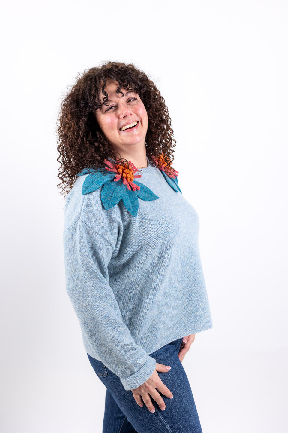 Bloom - cielo mélange fiore pavone, pink e mandarino