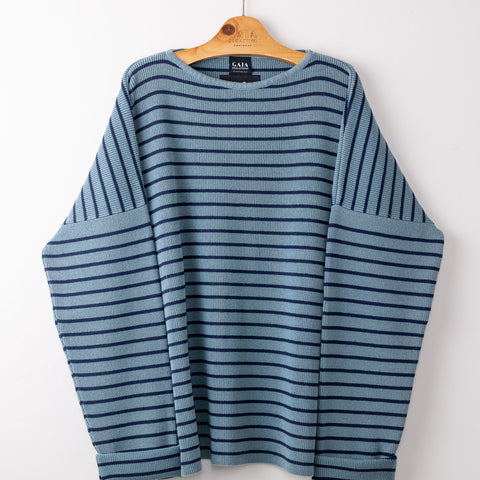 Pablo - denim riga blu - collaborazione con Tintoria Emiliana