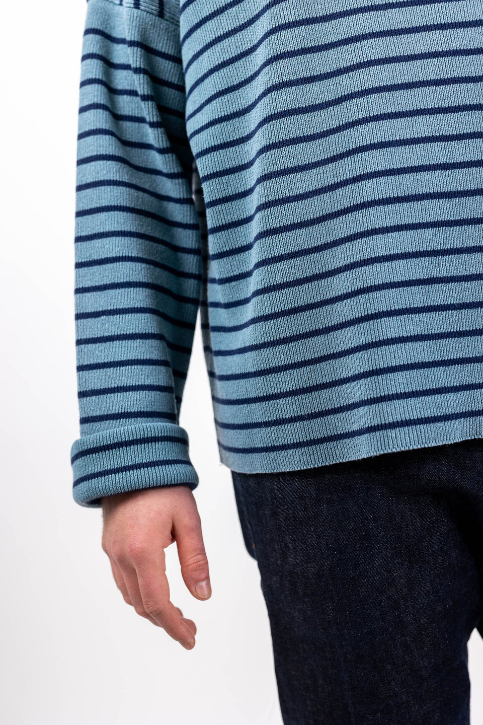 Pablo - denim riga blu - collaborazione con Tintoria Emiliana