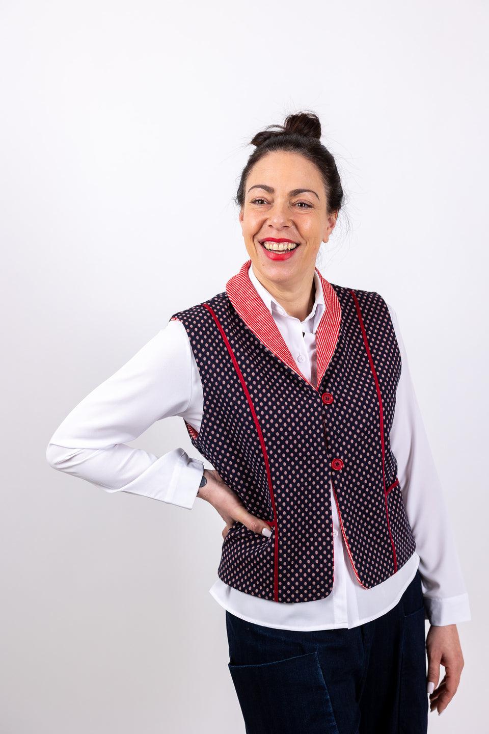 Hobbie Gilet - Navy rosso
