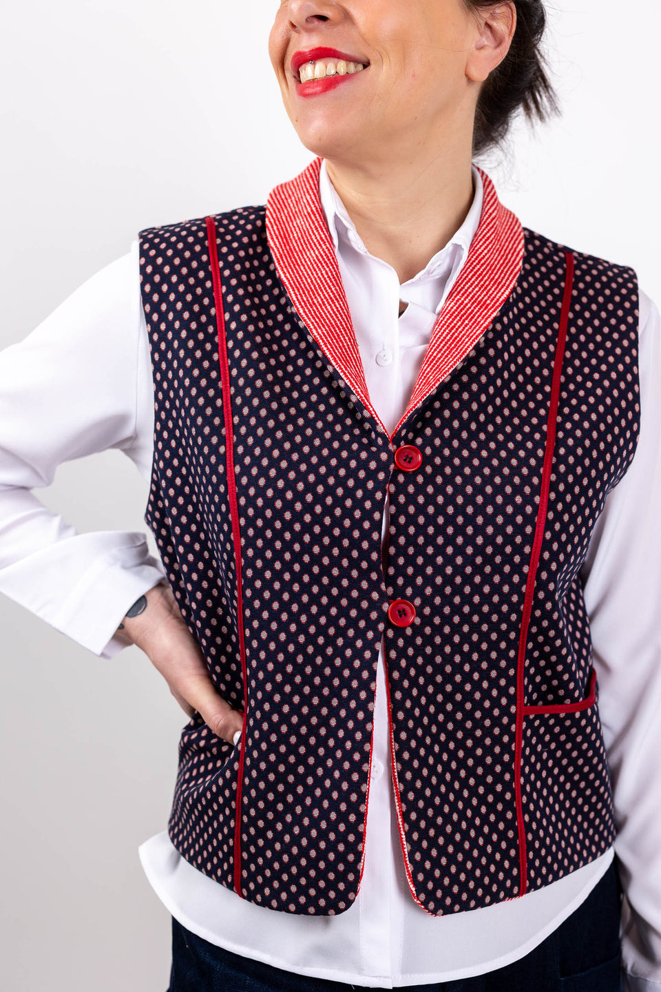Hobbie Gilet - Navy rosso