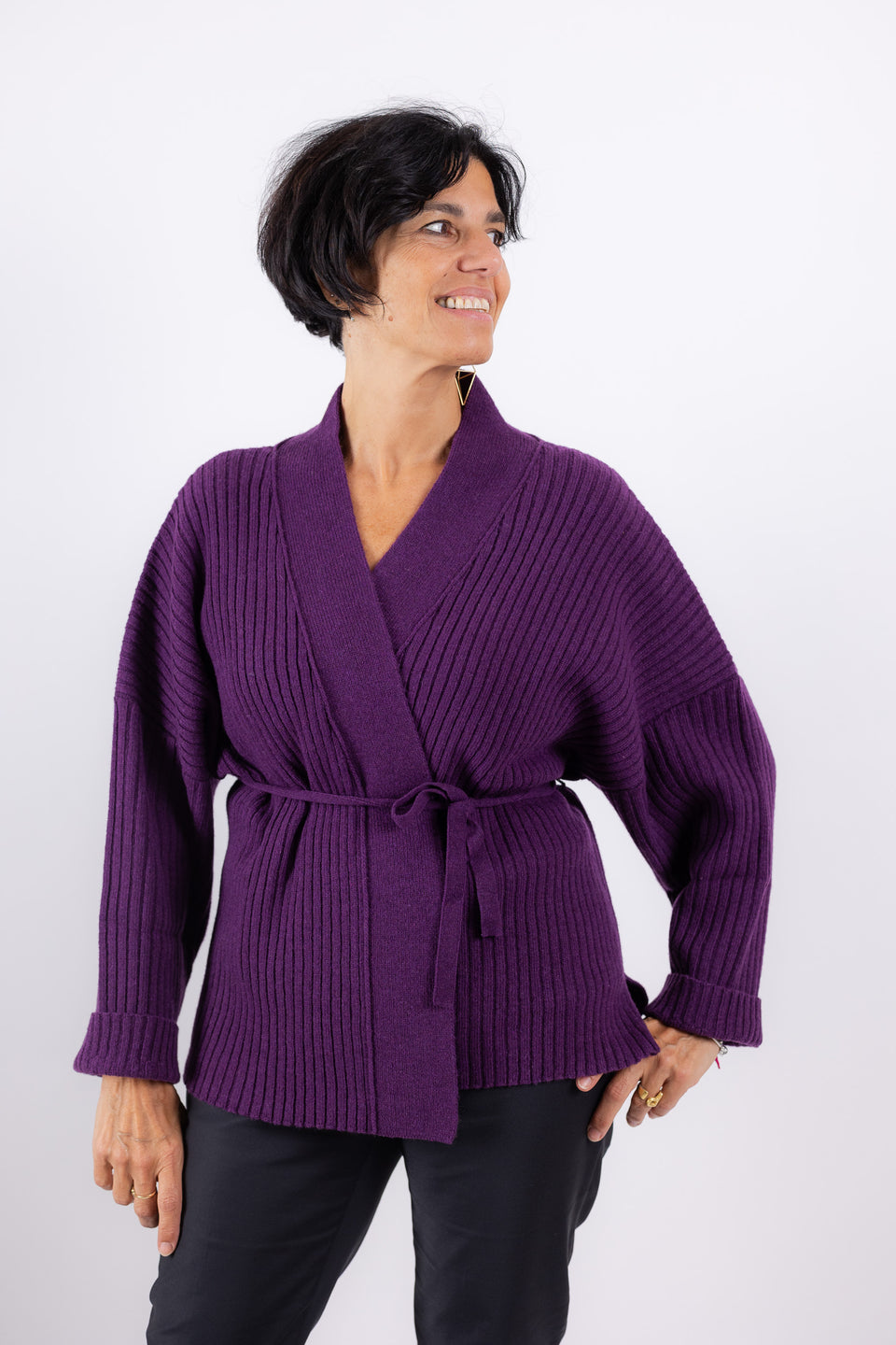 friend cardigan - aubergine 