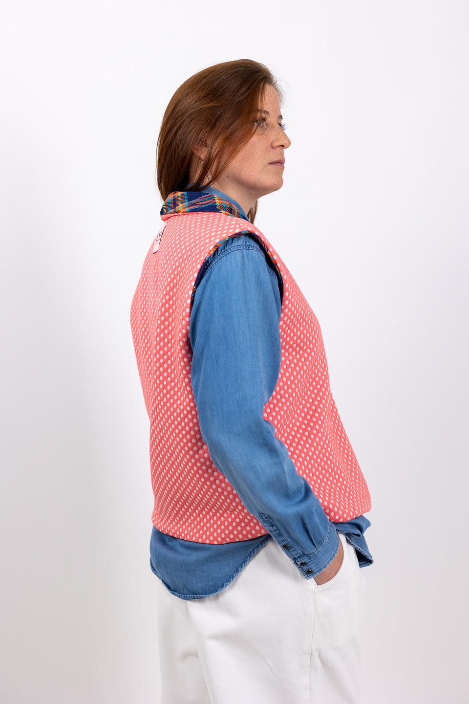 Hobbie Gilet - Scozzese corallo