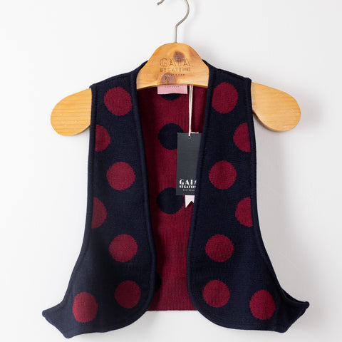 Bubble clown mini gilet - navy pois bordo'