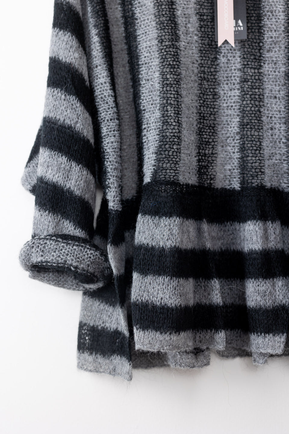 Punky - crew neck with ruffles - striped charcoal grey