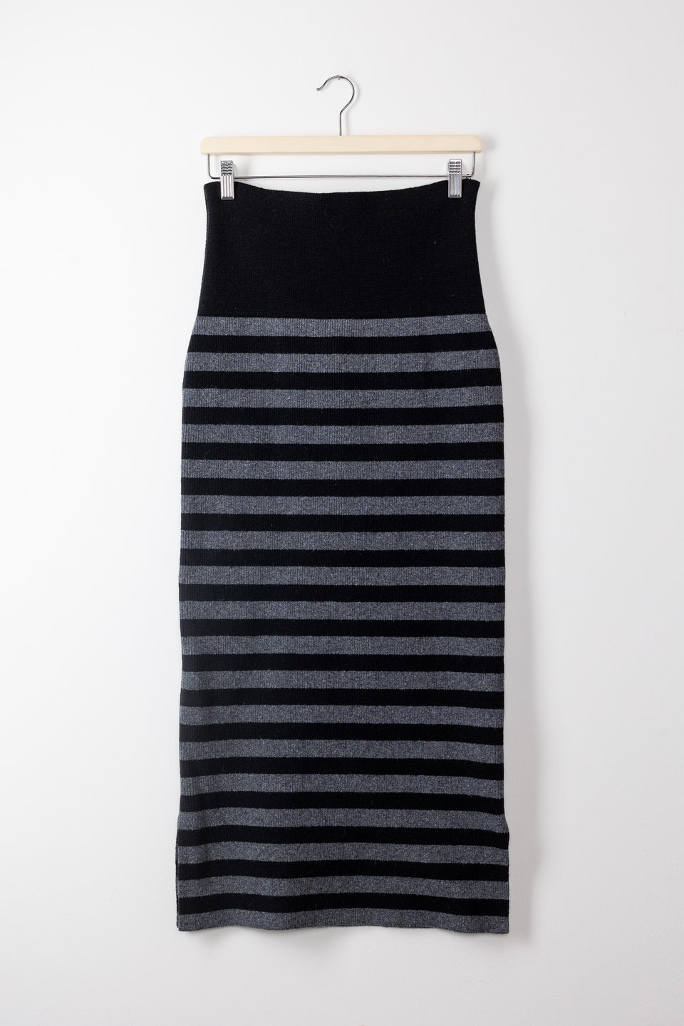 Gaia - black and grey striped pencil skirt