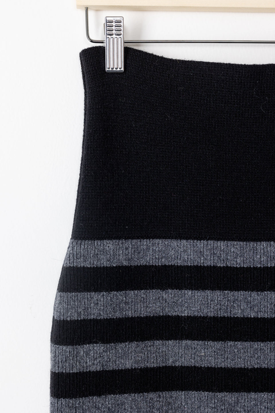 Gaia - black and grey striped pencil skirt