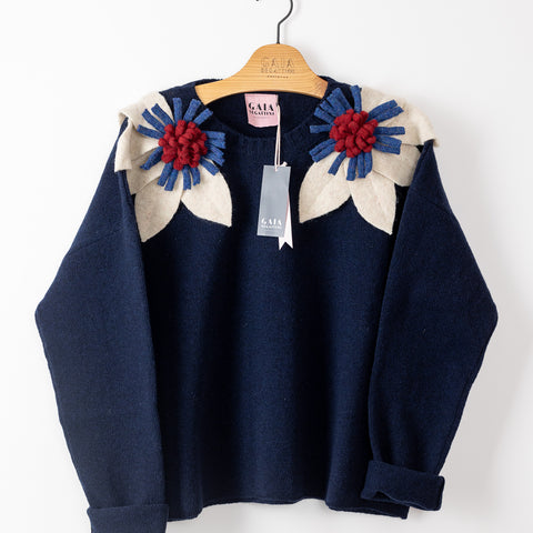 Bloom - navy fiore écru, vino e denim