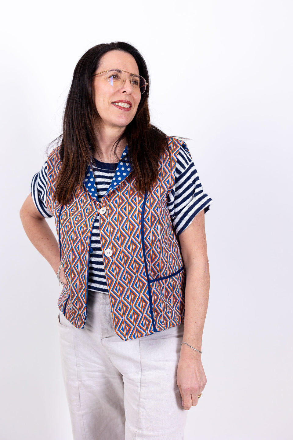 Hobbie Gilet - Denim arancio