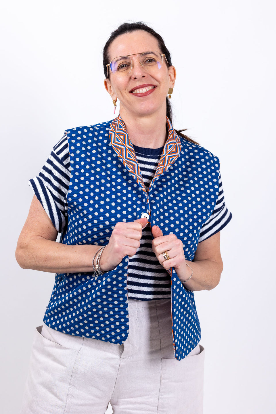 Hobbie Gilet - Denim arancio
