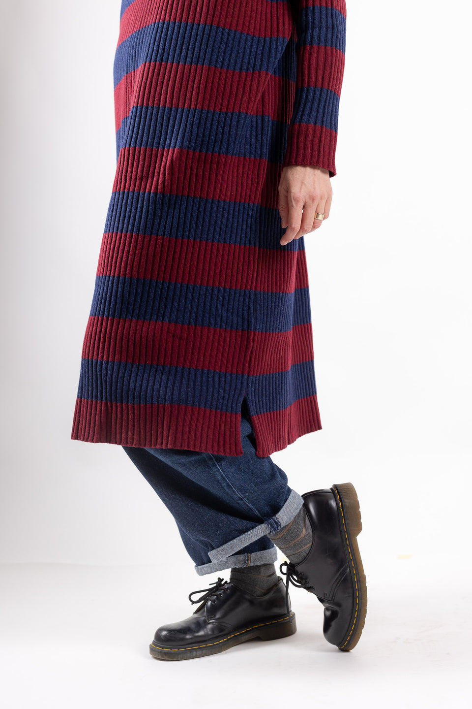 friendly dress - bordeaux with blue stripes