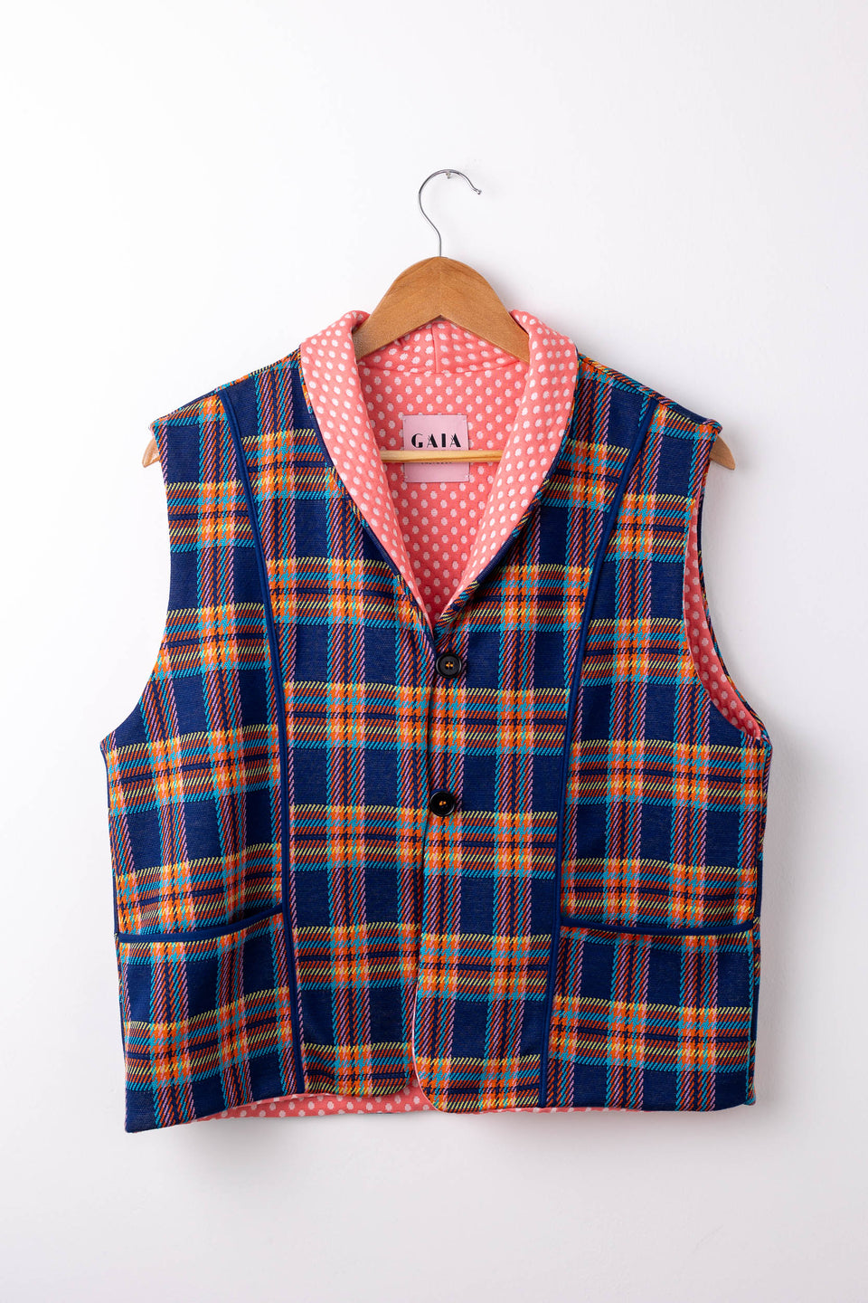 Hobbie Gilet - Scozzese corallo