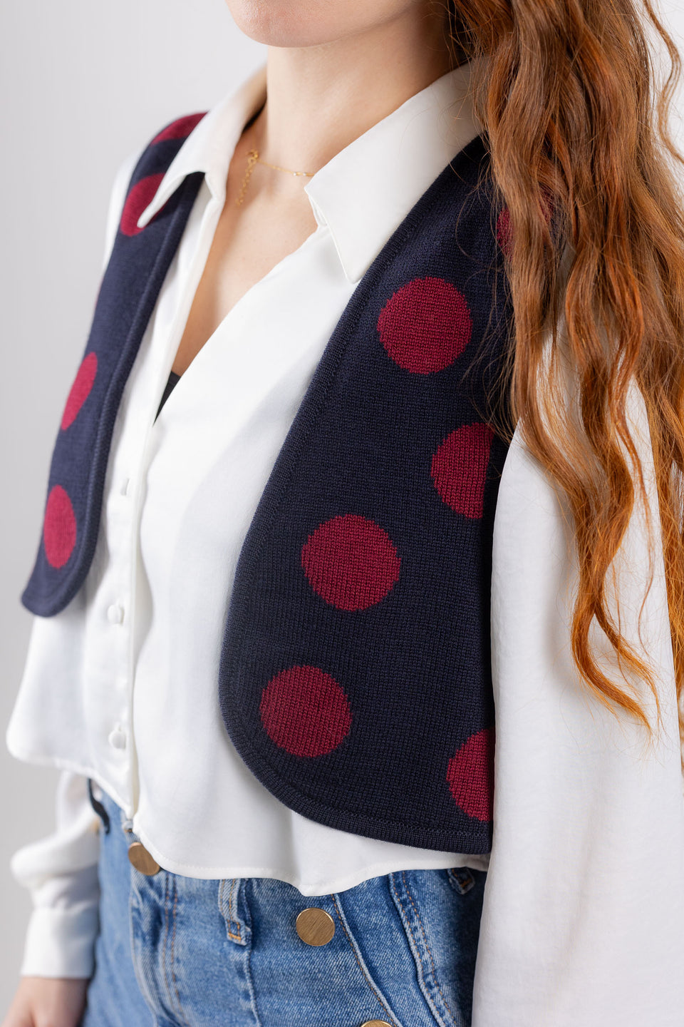 Bubble clown mini gilet - navy pois bordo'