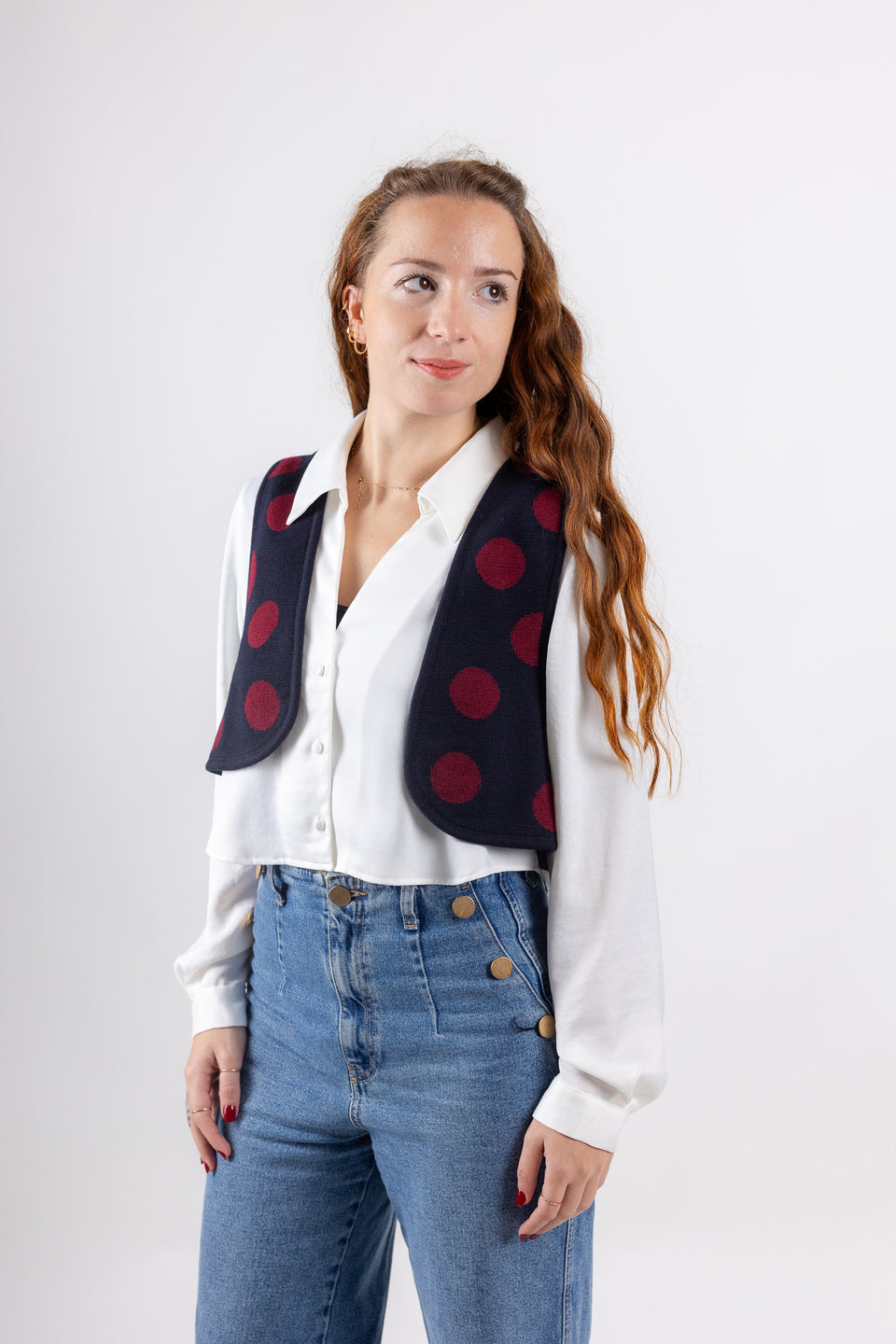 Bubble clown mini gilet - navy pois bordo'