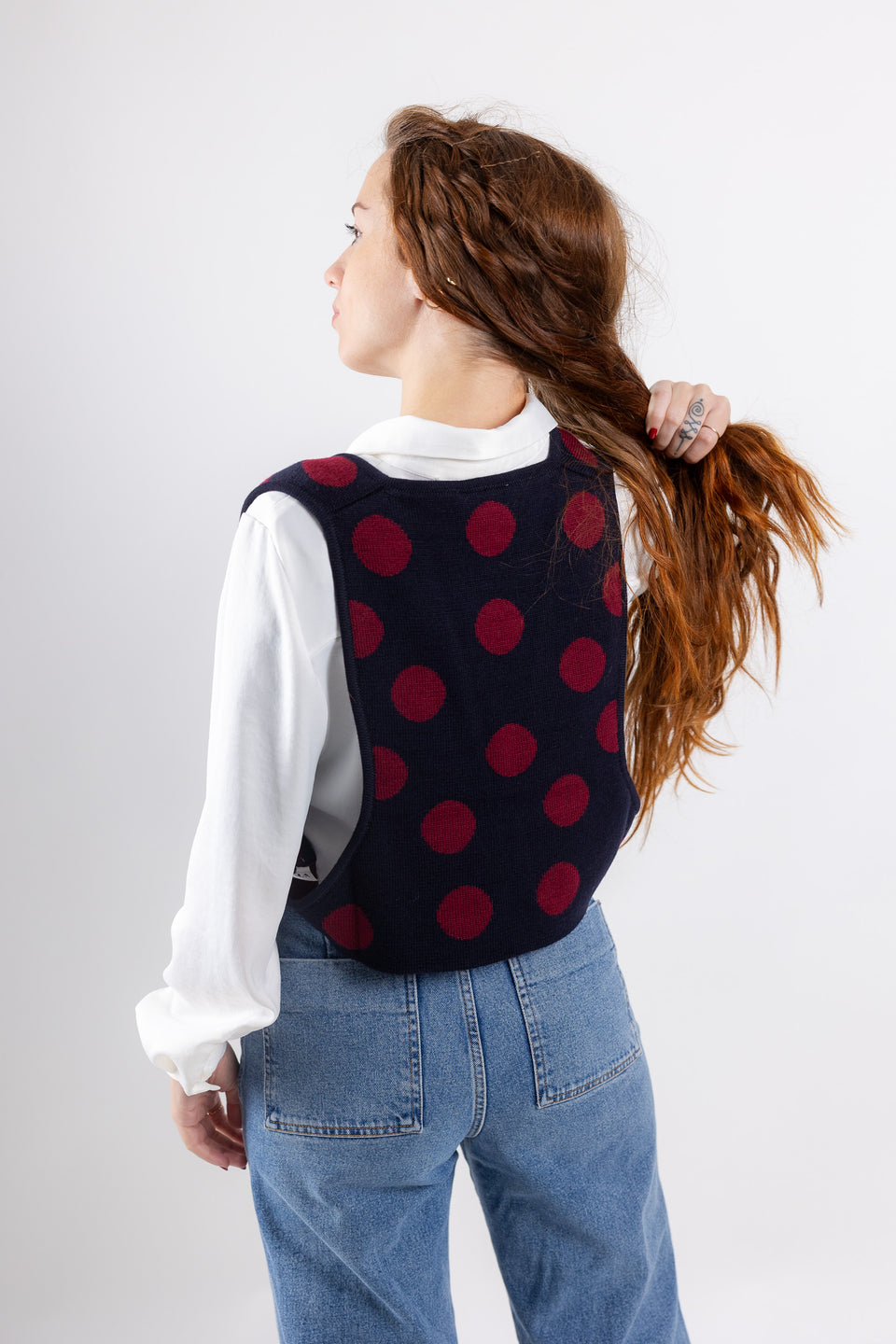 Bubble clown mini gilet - navy pois bordo'