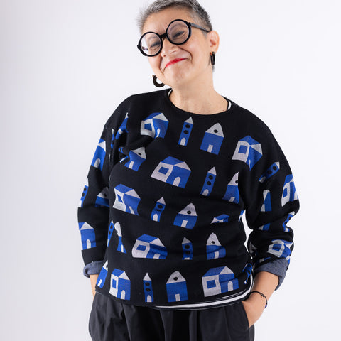 Love - Casine pattern crewneck sweater