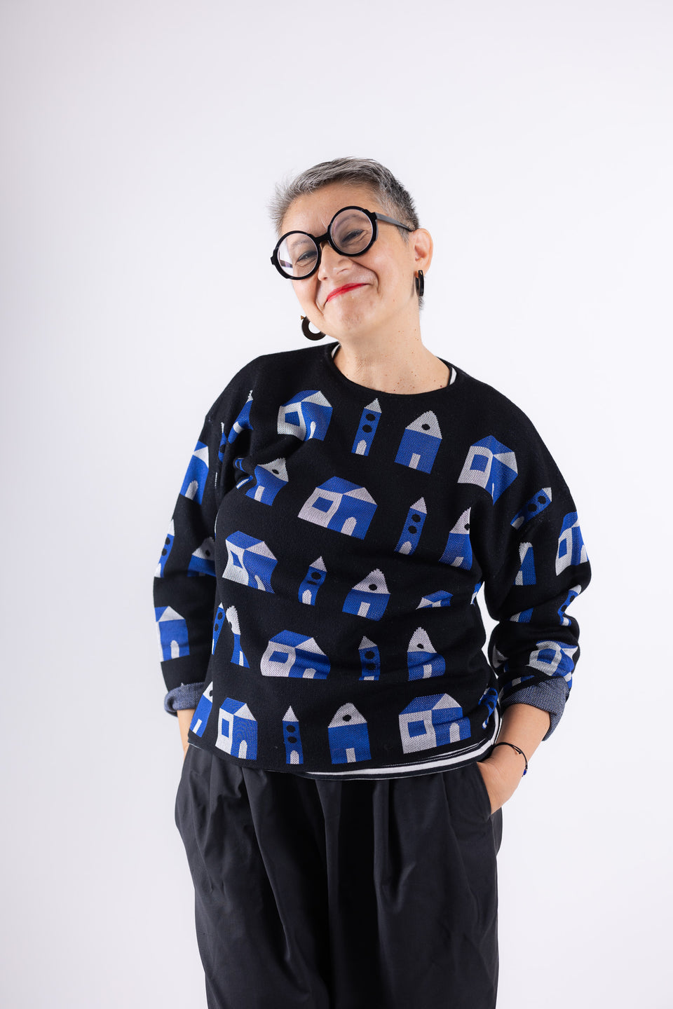 Love - Casine pattern crewneck sweater