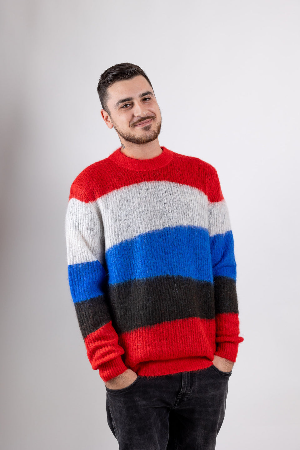 bruno mohair men's crewneck - rosso