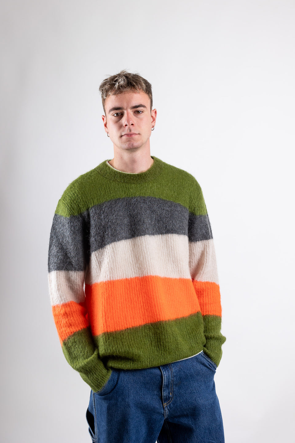 bruno mohair men's crewneck - olive