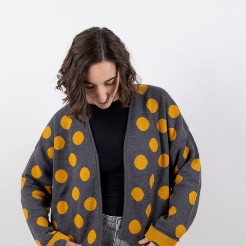 bubble - grigio mélange pois senape