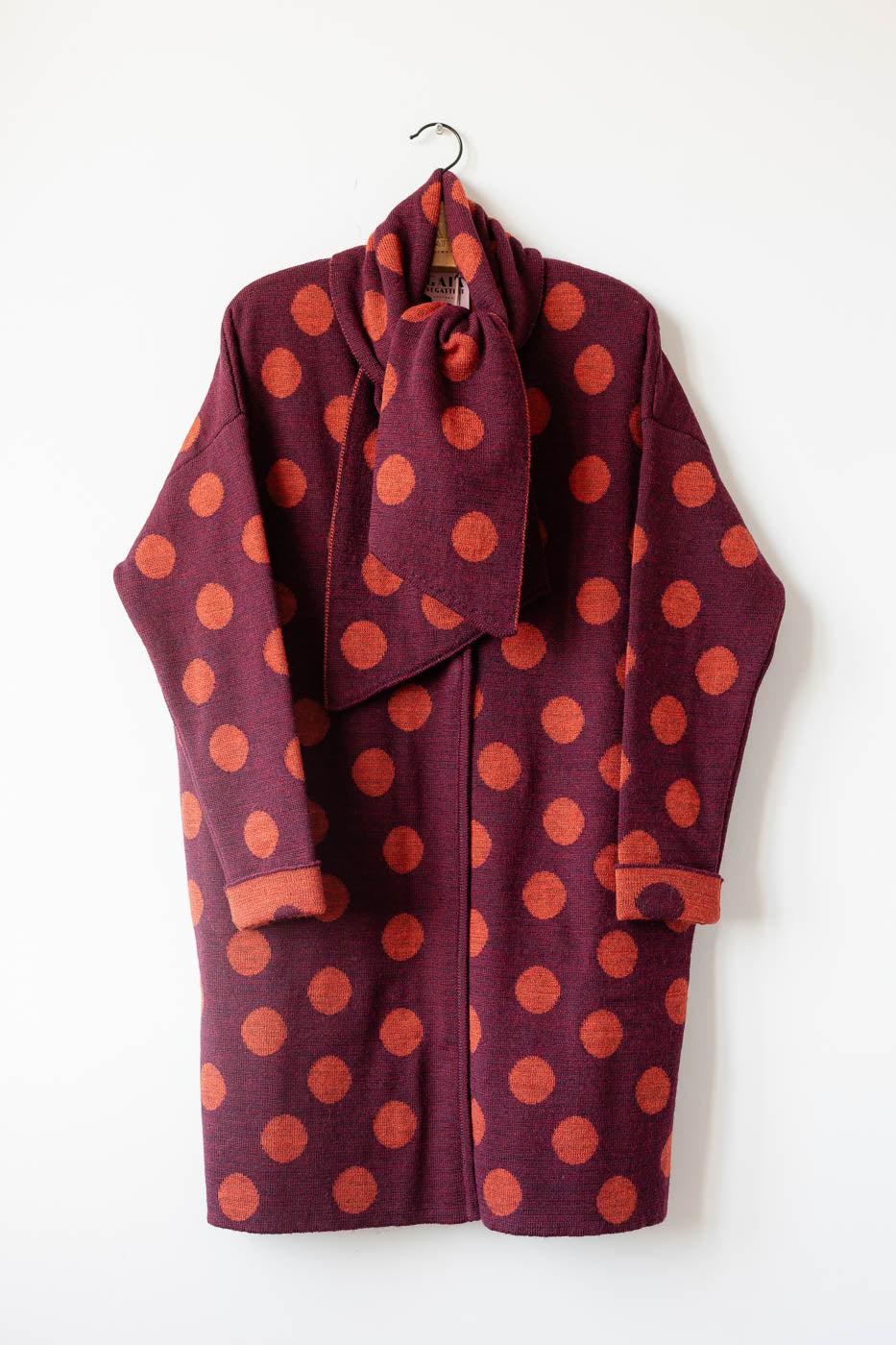 Bubble Scarf - Wine with rust polkadots