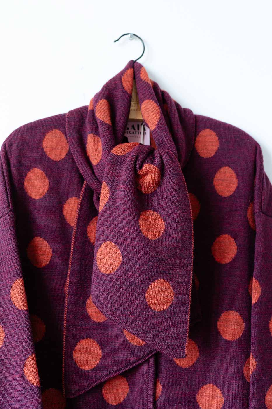 Bubble Scarf - Wine with rust polkadots