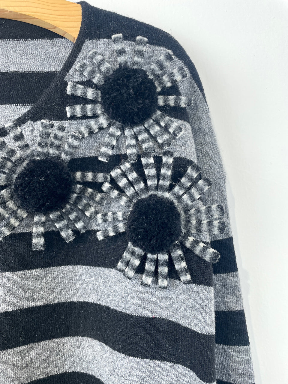 Daily cardigan special - nero riga grigio petali grigio/nero