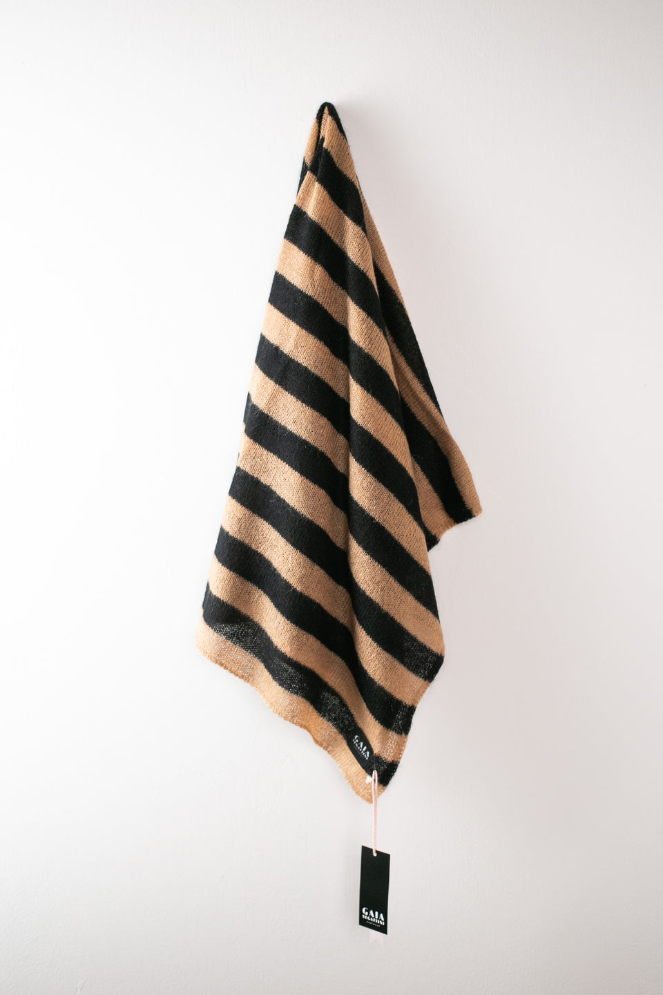 Forever - Square Mohair scarf - Striped Camel Blue