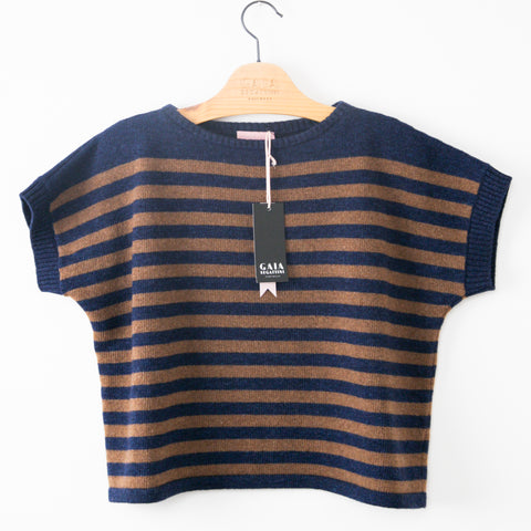 Daily tank - blu riga cammello