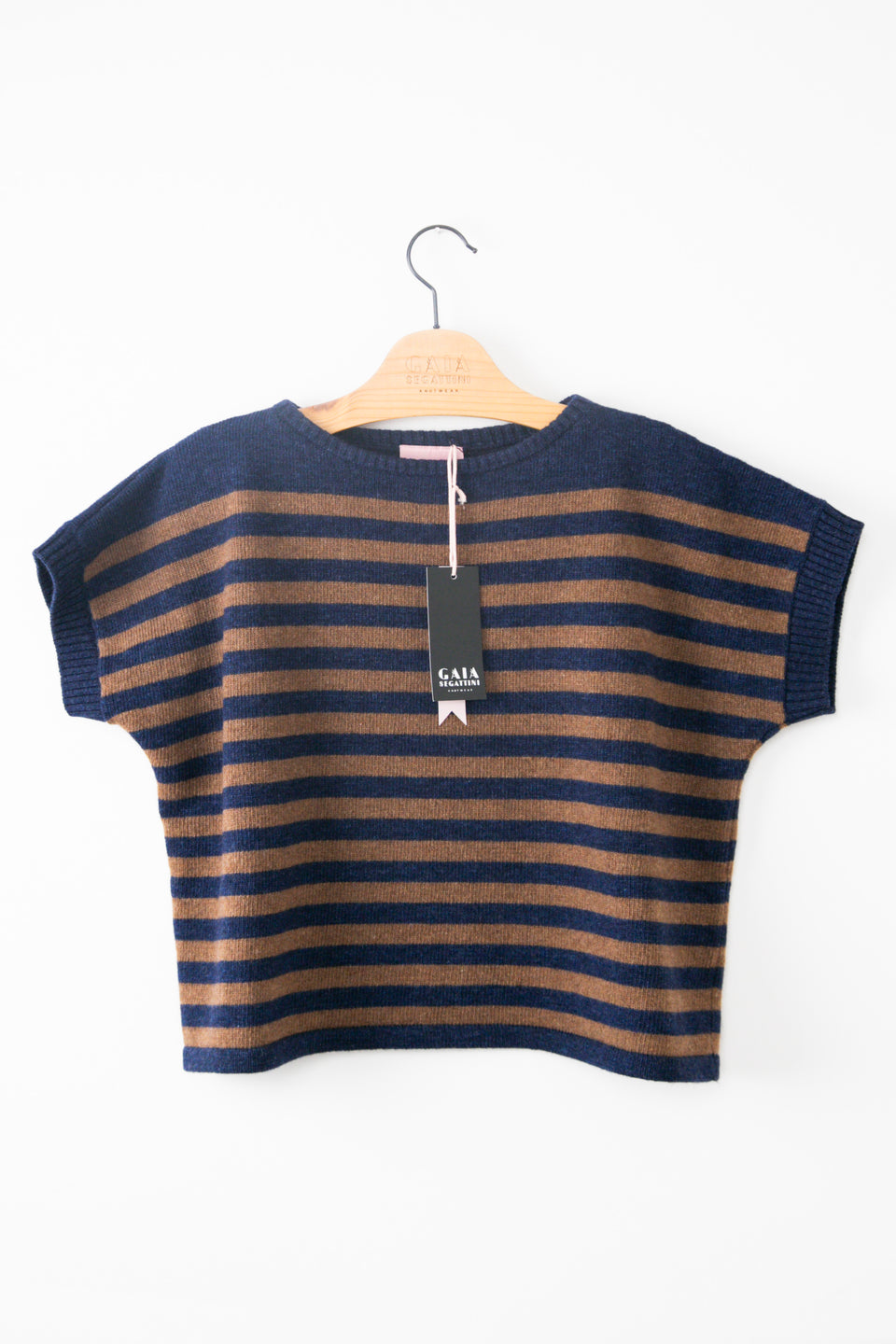 Daily tank - blu riga cammello