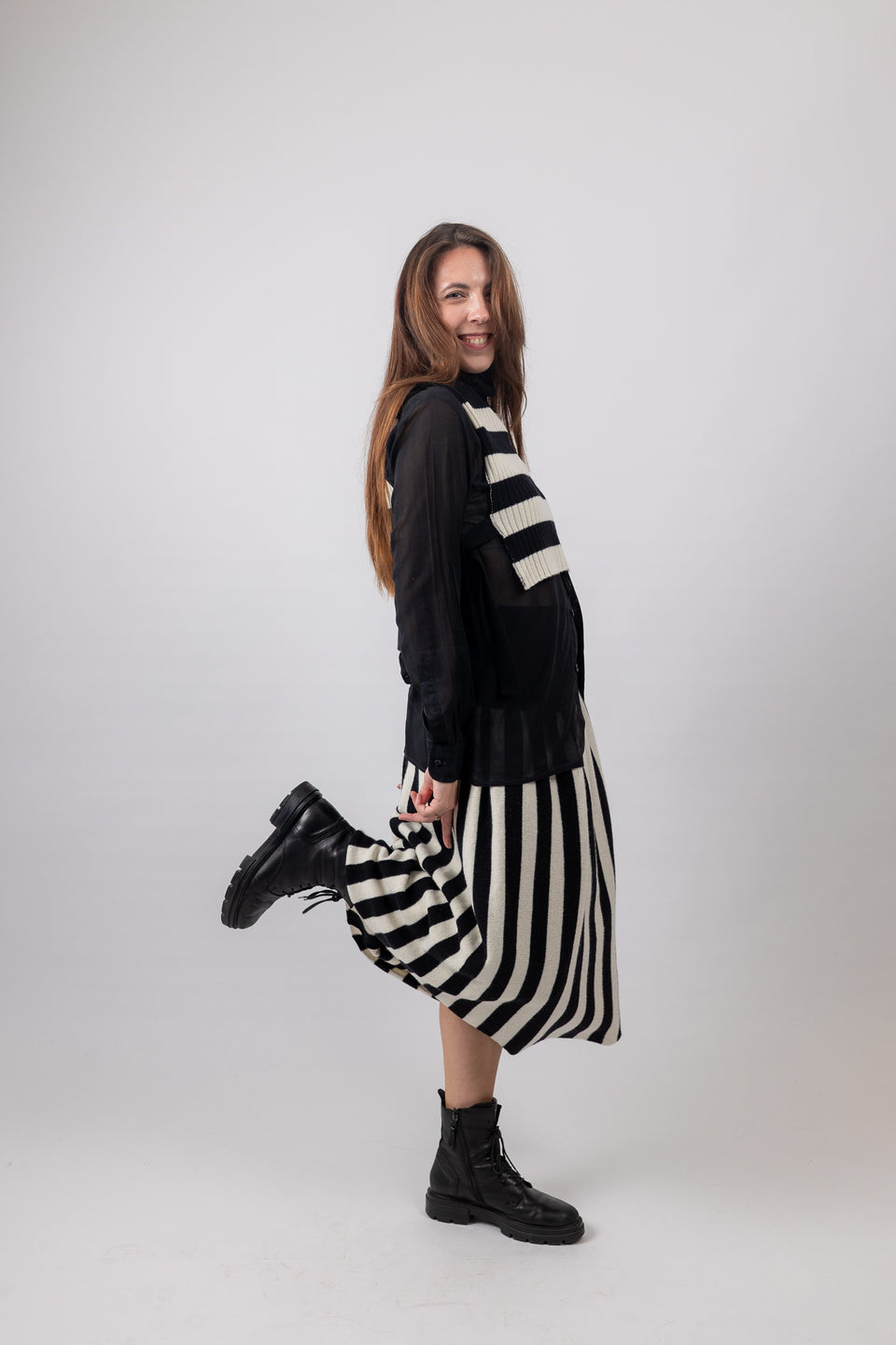 Zebra - gonna rigata nero latte