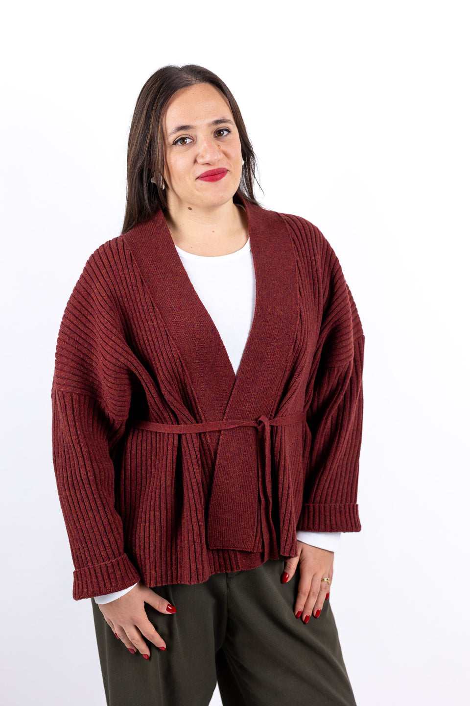 friend cardigan - terracotta