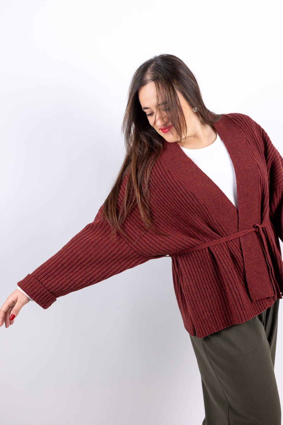 friend cardigan - terracotta