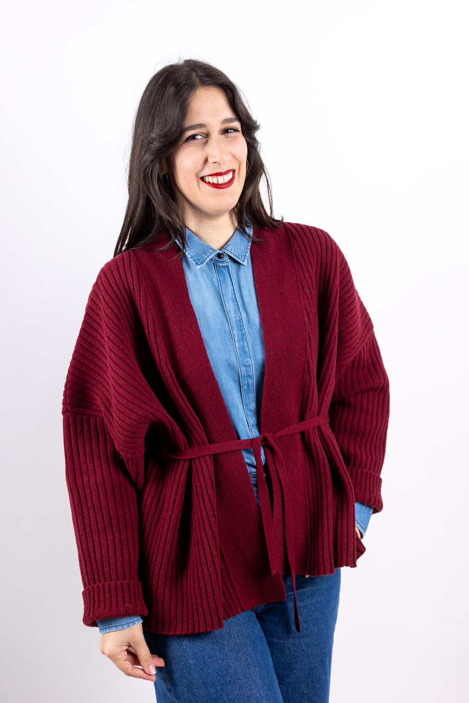 friend cardigan - wine 