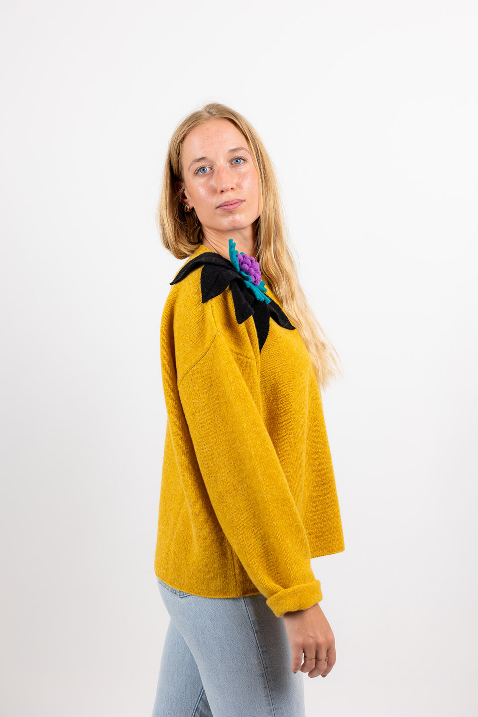 Bloom - girasole fiore nero, smeraldo e glicine