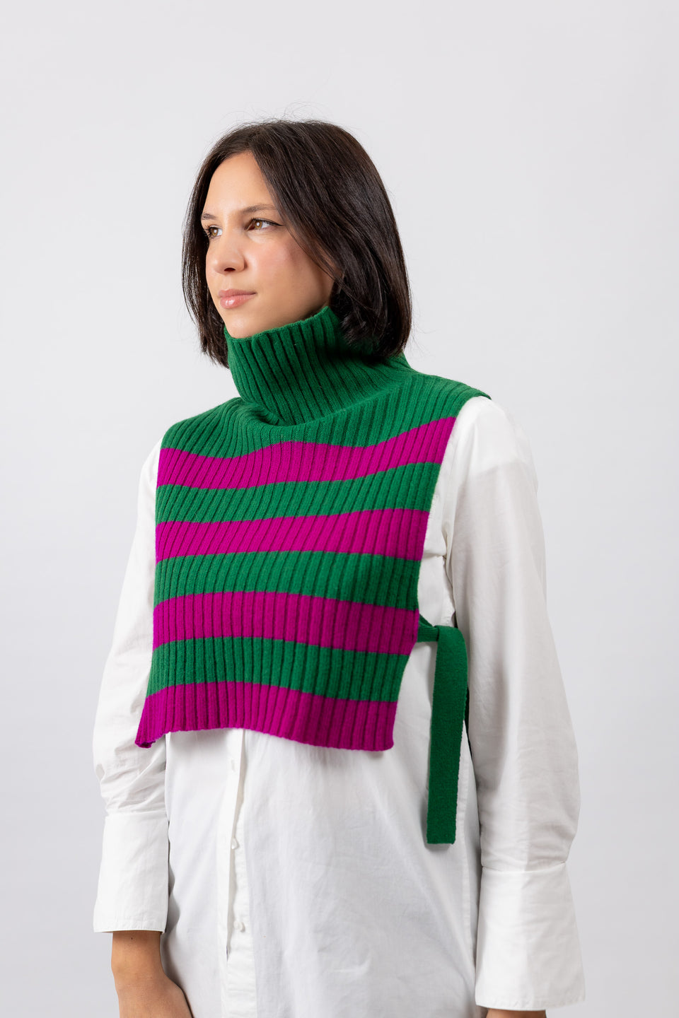 little friend - striped green prune - one size