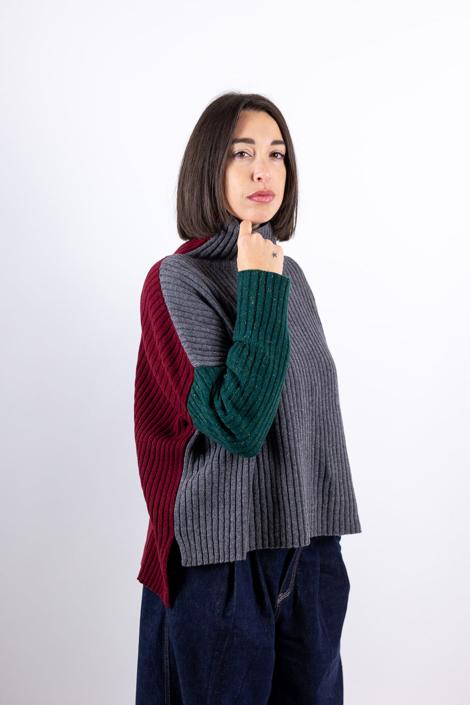 Friend limited - grigio mélange, vino e bottiglia tweed